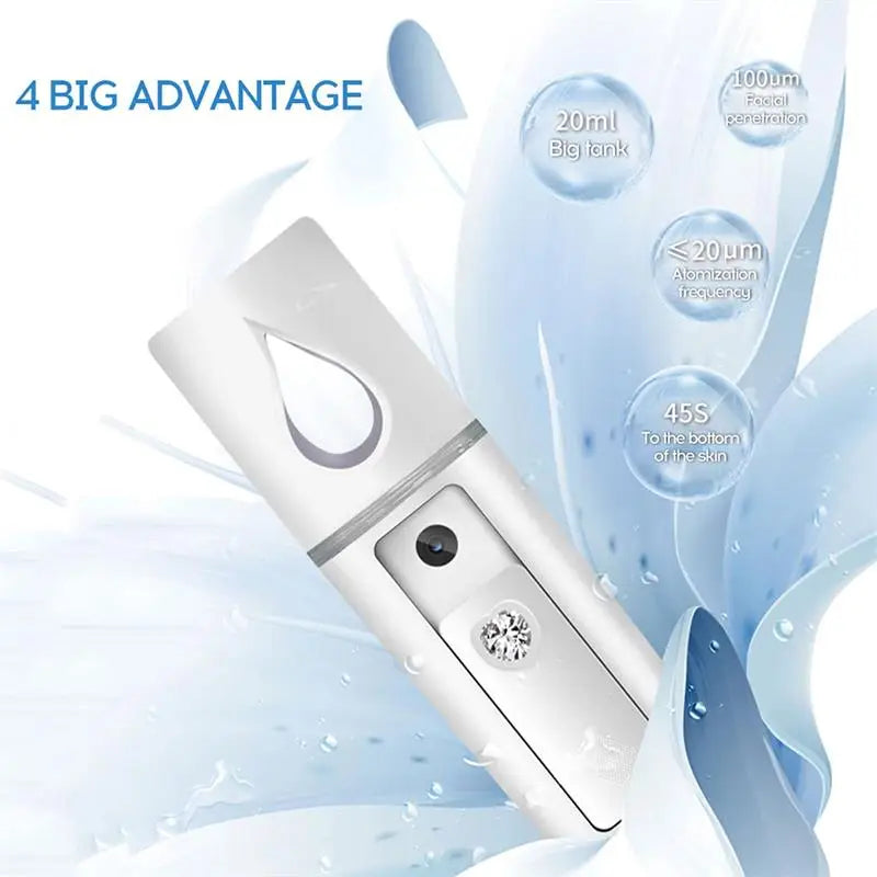 Carvallo-ansiktsspray Mistella Mini | USB-uppladdningsbar | Fuktgivande kall dimma | För ansikte, porer & ögonfransrengöring | 20 ml Carvallo