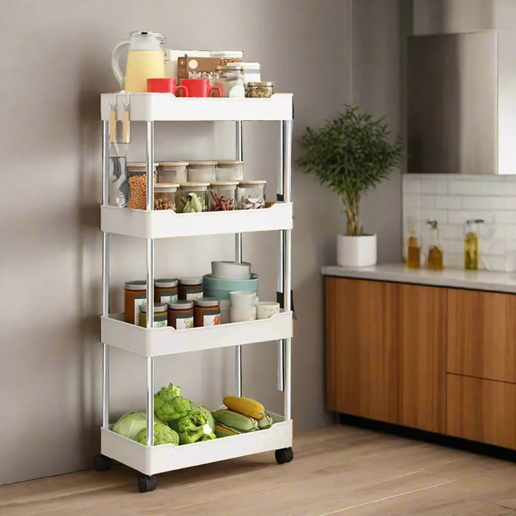 Royallure 3-Tier Rullande Verktygsvagn Slim Lagringsställ för Kök & Badrum Carvallo