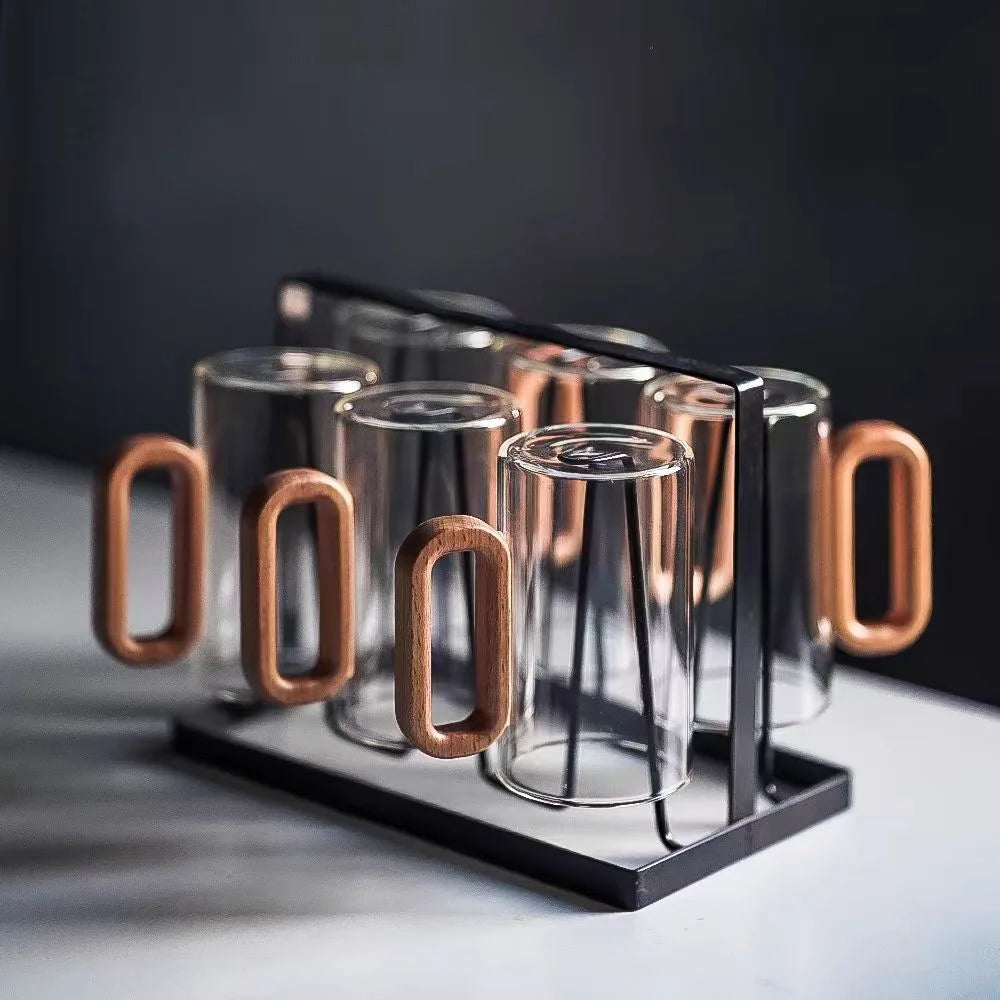 OakHaven Glas Mug – Rustik Elegans med Trähandtag Carvallo