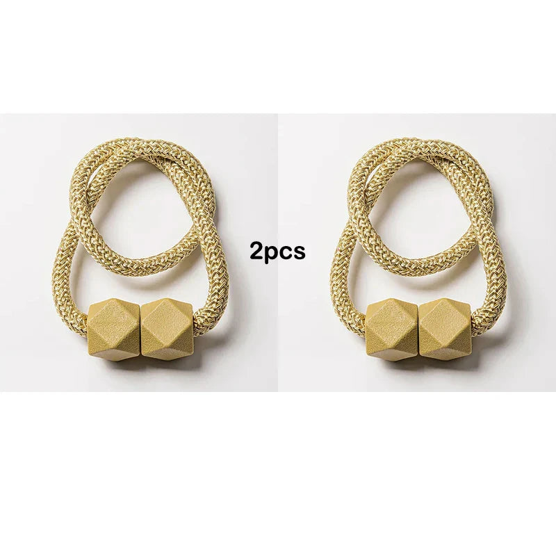 Carvallo gardinstång med magnet | 2-pack | Tjock rep-design & Stark grepp | För vardagsrum, sovrum & kök Carvallo