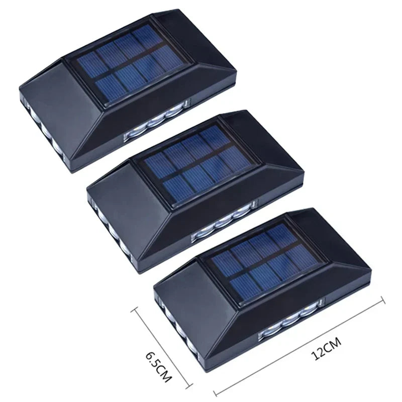 Carvallo Solar Vägglampa med 12 LEDs | 4-sidig ljus | IP65 Vattentålig | Vit eller Varmvit Carvallo