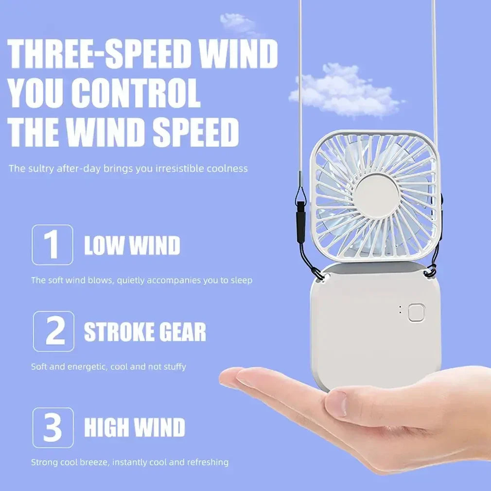 Carvallo-Ventilator AirFlip | 3-i-1 Hand-, Bord- & Halsventilator | USB-laddning | Tyst & Fällbar | 14,9×7×2 cm Carvallo