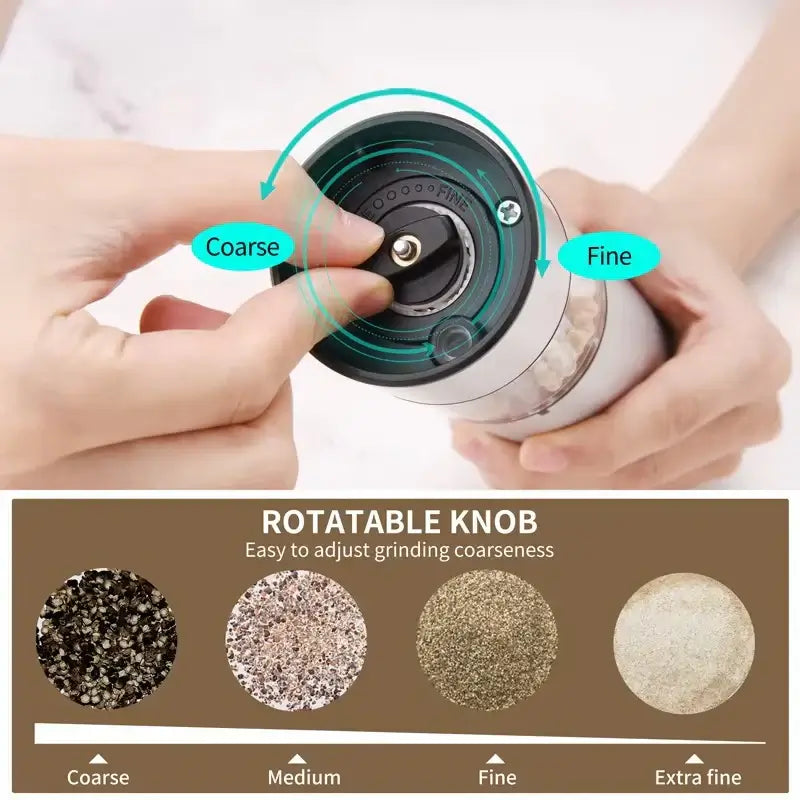 Royallure Electric Salt & Pepper Grinder Set – Justerbar Grovlek, LED-Decorator, Enhandanvändning Carvallo