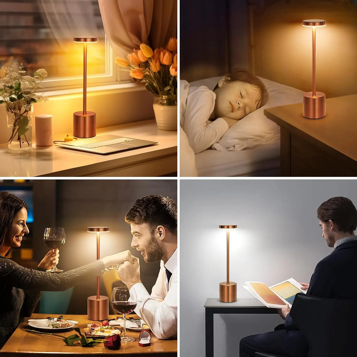 LumoTouch™ LED bordslampa | Trådlös & Återuppladdningsbar | Touchsensor | 3-stegs dimmer | Modern aluminiumdesign Carvallo