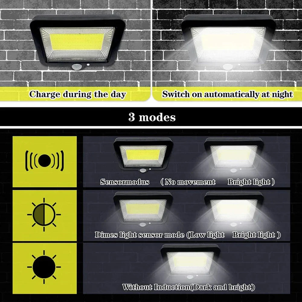 Carvallo 100 | Rörelseavkännare & Fjärrkontroll | 100 COB LEDs | IP65 Solarlampa Carvallo