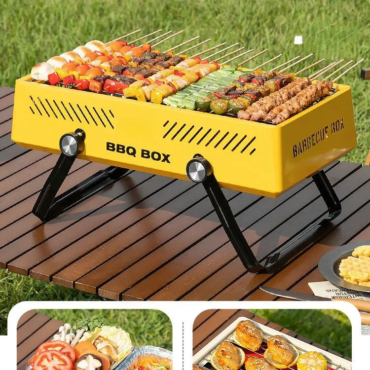 Carvallo Bärbar BBQ-ugn för trädgård och camping | Multifunktionell & Kompakt | För utomhusmatlagning utan kol | 47 × 28,5 × 22,5 cm Carvallo