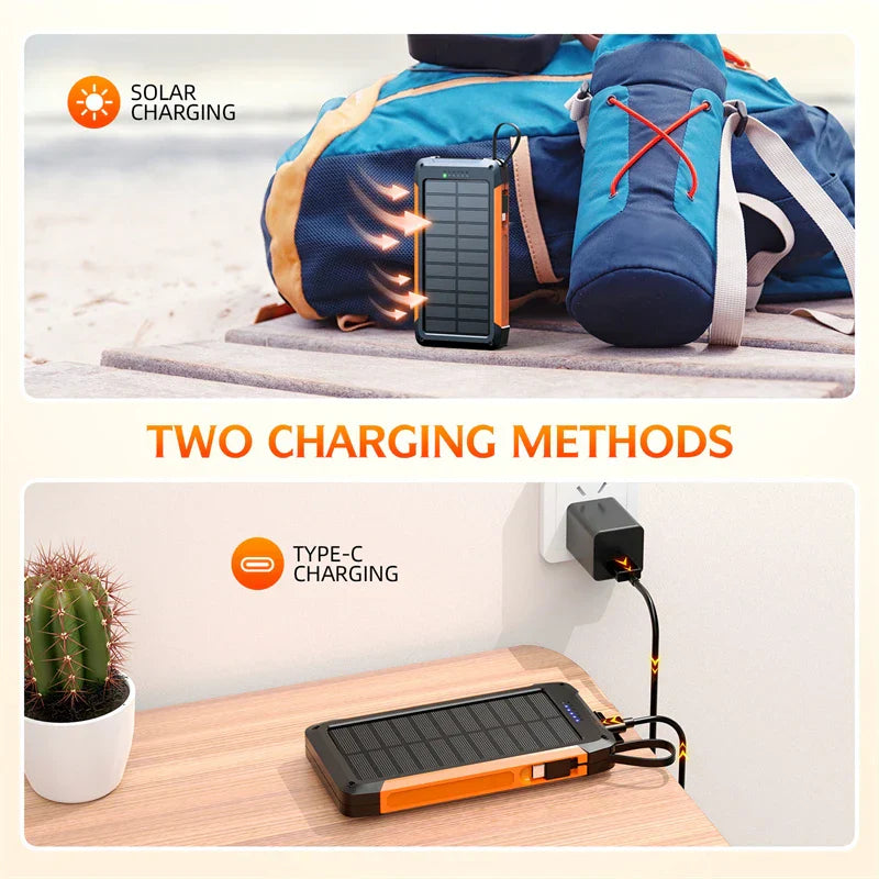 Carvallo MagCharge Solkraftbank 10000mAh | Magnetisk trådlös laddning | 22,5W snabbladdningsfunktion | Med kabel och ficklampa | För iPhone, Samsung & Co. Carvallo