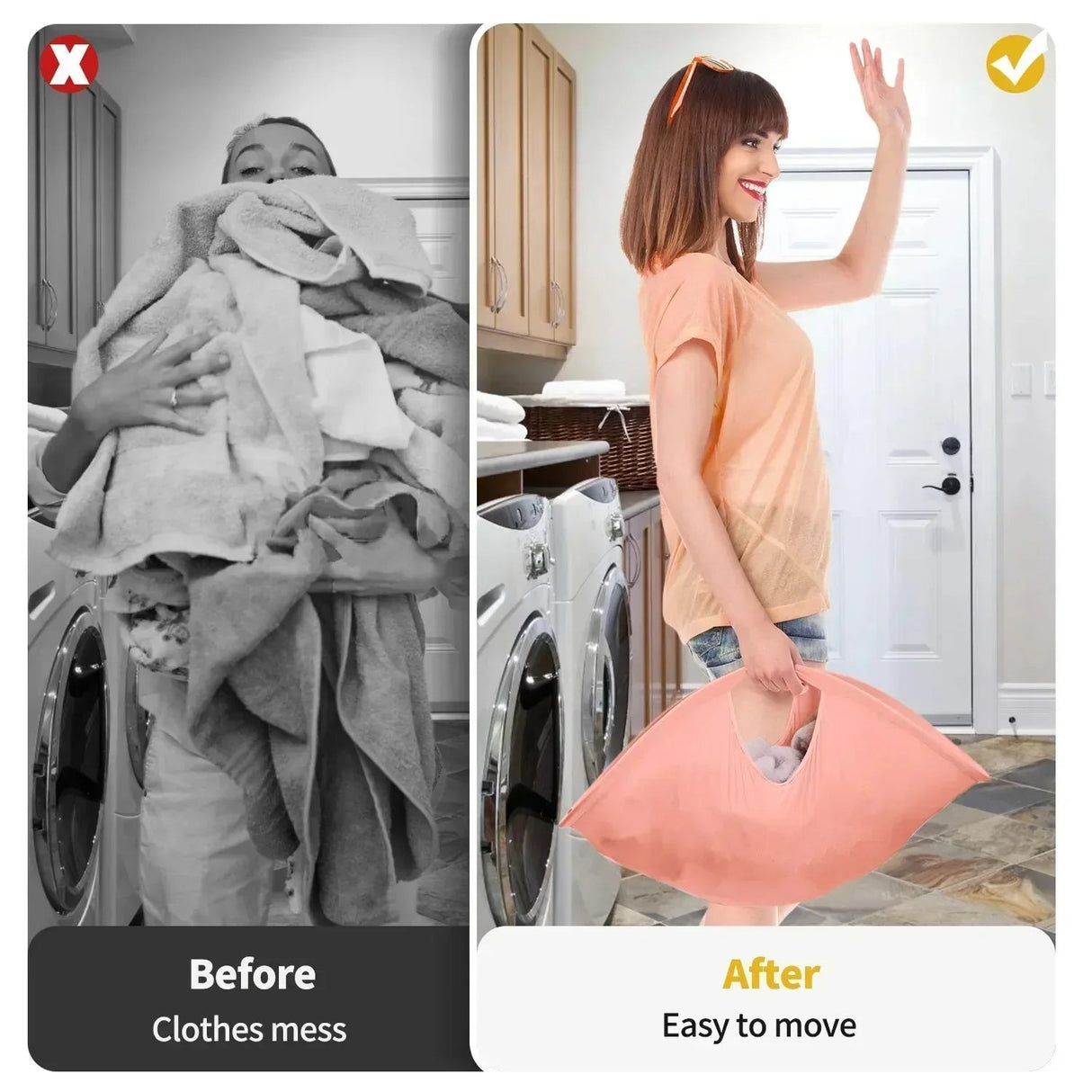 Hopfällbar tvättkorg – Platsbesparande förvaringsväska för kläder och linne MILA Sverige