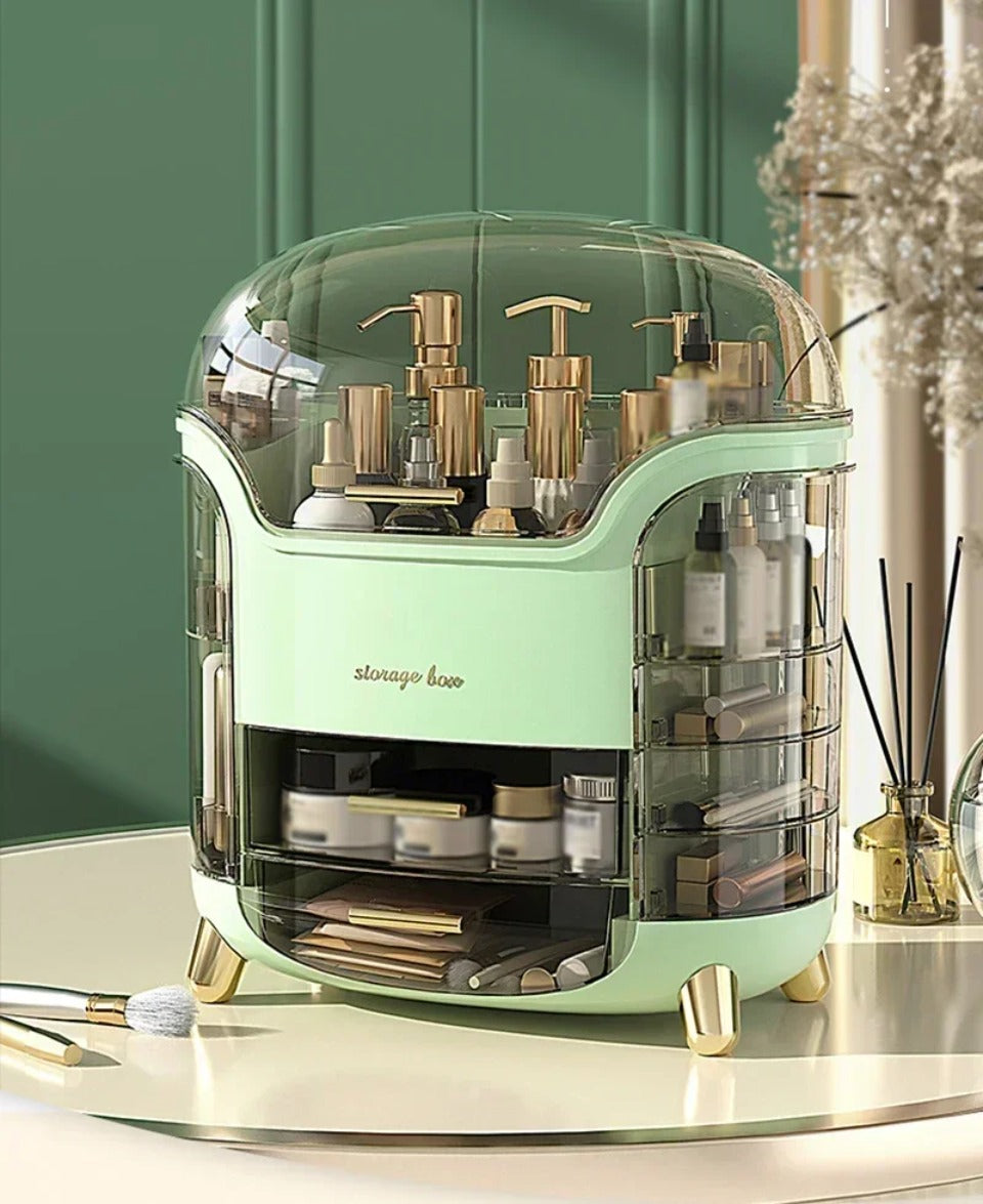 Transparent Desktop Makeup Organizer – Stort kapacitet dammavvisande smycke- och kosmetikaförvaringslåda Carvallo
