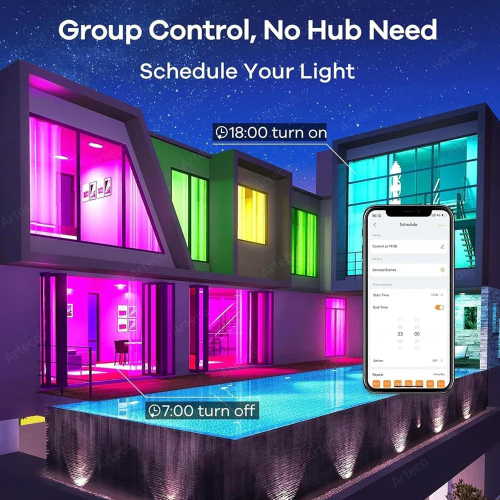 Carvallo Bluetooth LED-lampa | RGB + Varm-/Kallvit | App-styrning | E27 | Dimbar Carvallo