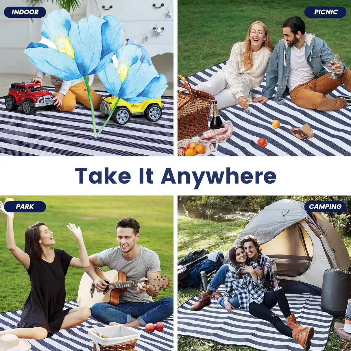 Carvallo Picknickdecke Extra Groß | Wass tight & Sandabweisend | F altbar für 8 Personen | Ideal für Strand & Park Carvallo