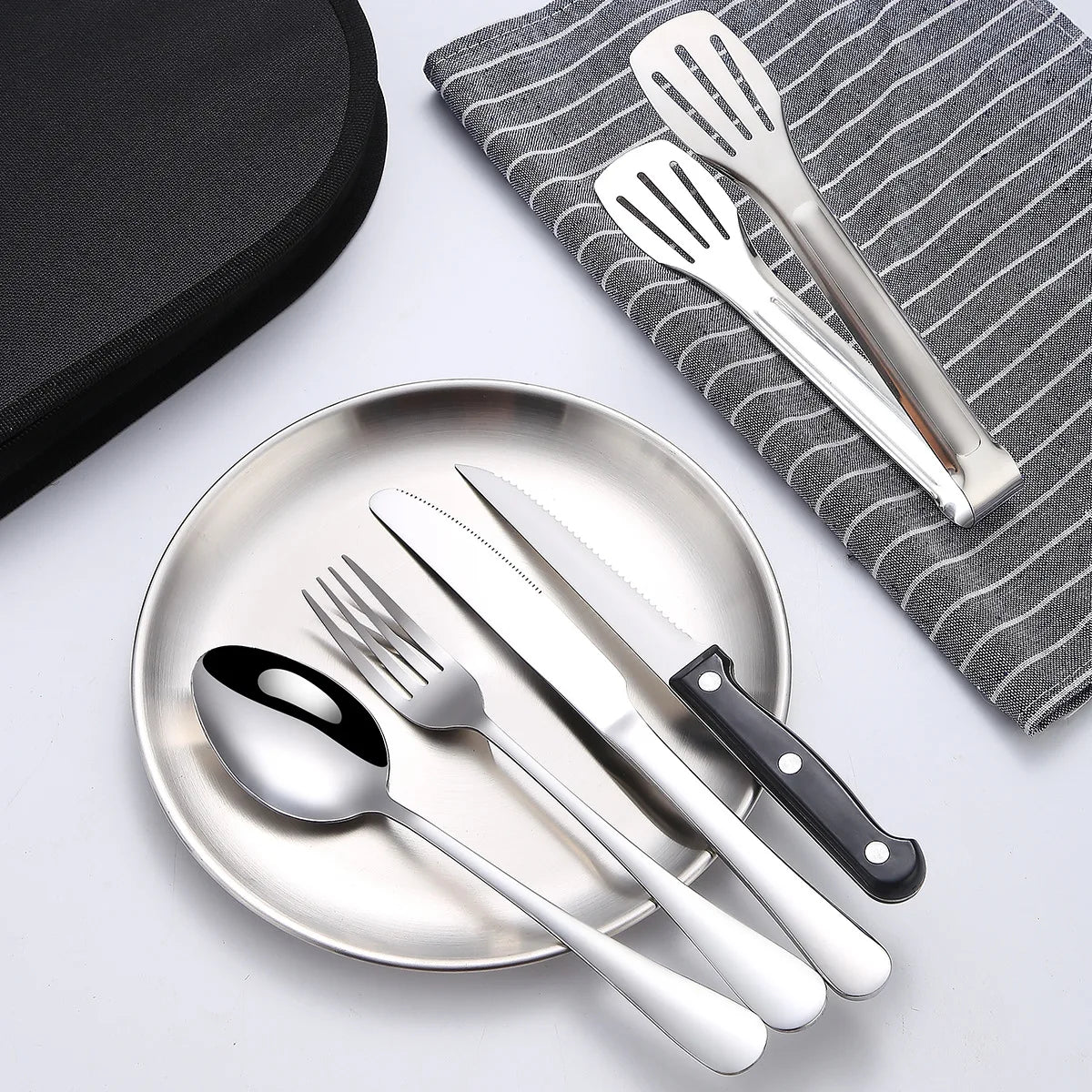 Carvallo Bestickset Silviora Gear | 10/20-delar | Rostfritt stål | För utomhus, picknick & resor Carvallo