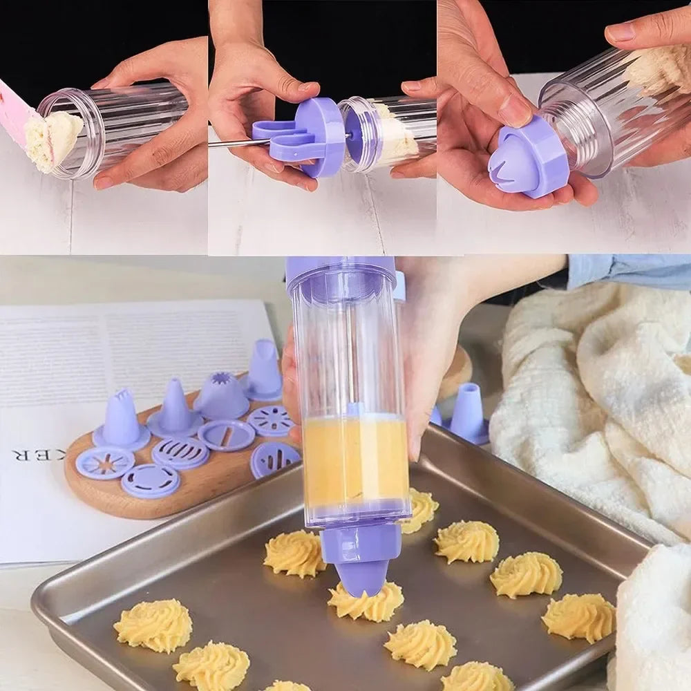 Carvallo DelightPress Butterkexpress & Spritzkak-set | Med munstycken & formar | För kakor, grädde & tårtdekor | Ergonomiskt grepp Carvallo