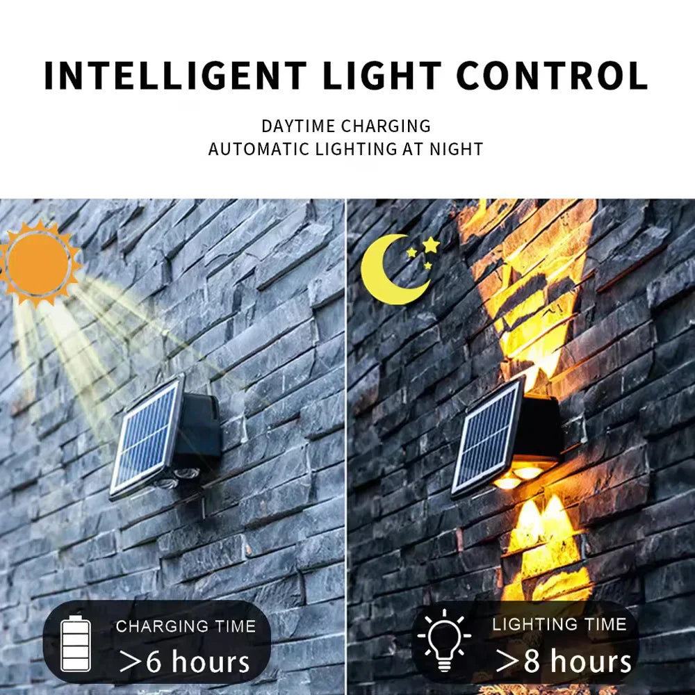 Solpanel LED utomhusvägglampa med upp- och ned-effekt – Modern vägbelysning för trädgård och terrass Carvallo