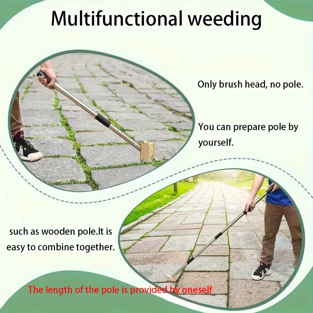 Carvallo Ogräsborste manuell | Justerbar med 120 cm handtag | För fogar, terrasser & gångvägar | Trådborste Carvallo