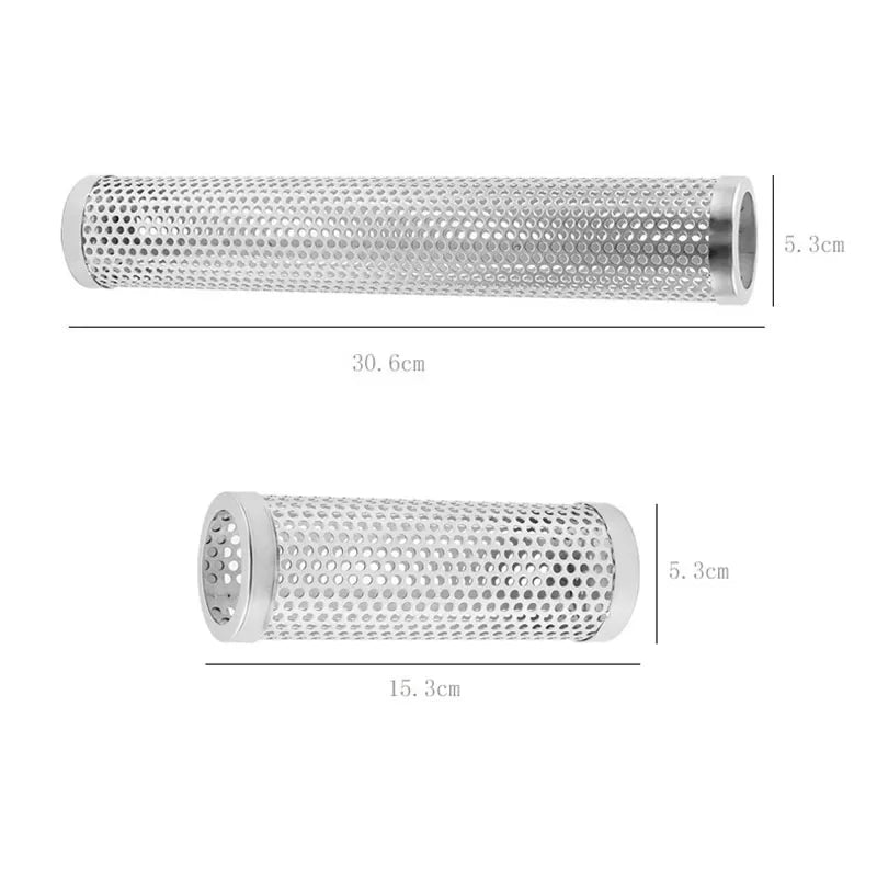 Carvallo Tube Rostfri Rökare-Rör | För Varm- & Kallrökning | BBQ-Aromarör med håldesign | 30,6 × 5,8 cm / 15,3 × 5,3 cm Carvallo