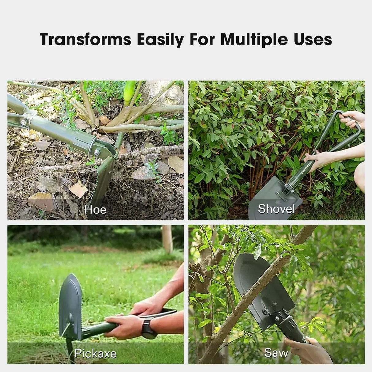 Carvallo FieldTool Fällbar Multifunktionsspade | Högkvalitativt kolförstärkt stål | För camping, utomhus och nödsituationer Carvallo