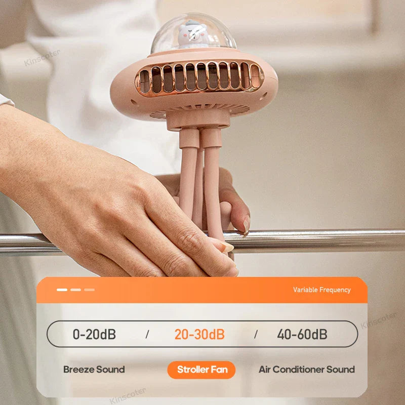 Carvallo-Ventilator Brisano ClipFlex | Fällbar & Återuppladdningsbar | 2000 mAh Batteri | 4 Hastigheter | Med klämma för barnvagn, bord & på språng Carvallo