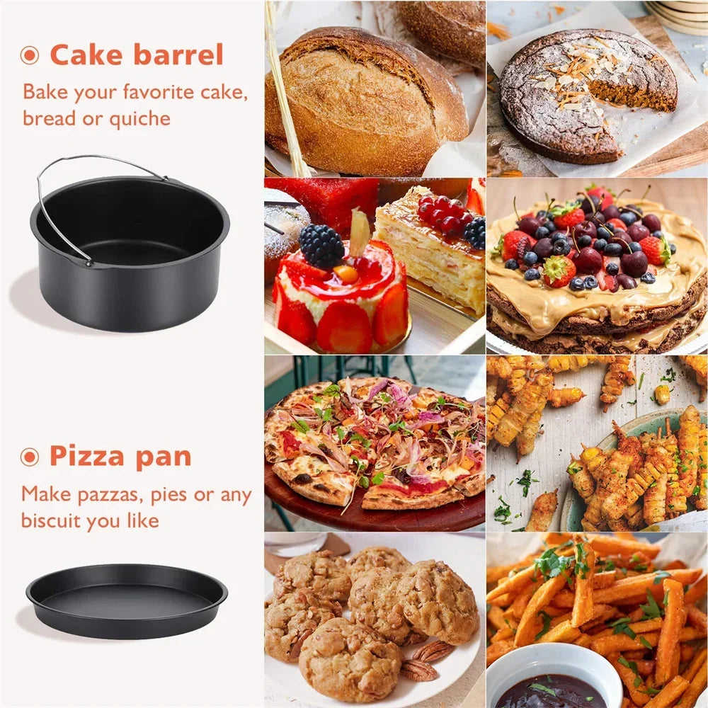 Carvallo Rund Bakform 6/7/8 Tum med Handtag | Non-stick Bakform för Tårtor, Pizza & Airfryer | Stål Bakform med Beläggning | Ugns- & diskmaskinssäker Carvallo