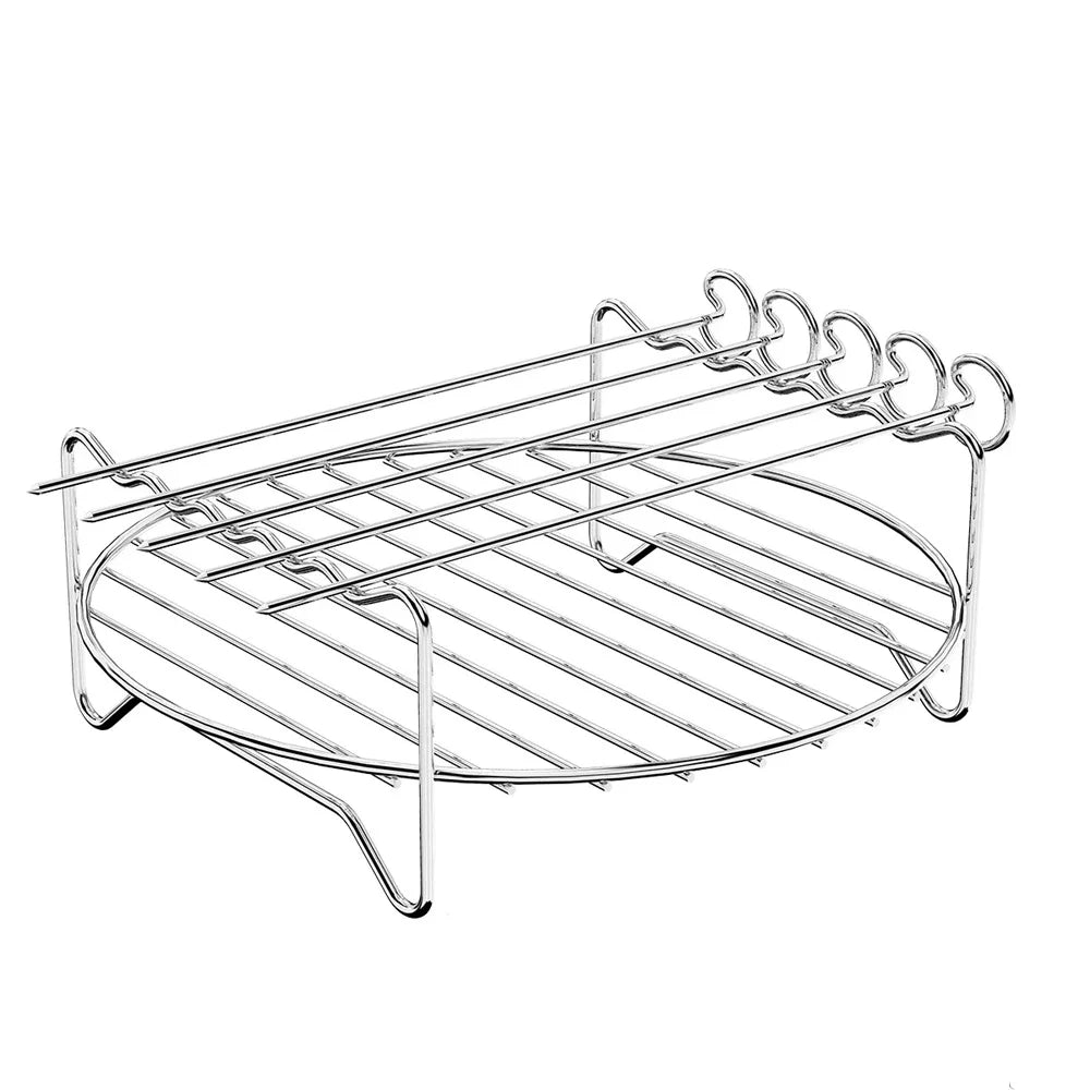 Carvallo rostfritt stålställ för luftfritös | Dubbelskikts insats & bakplåt | Tillbehör för Airfryer, BBQ & ugn | Diskmaskinssäker & rostfri Carvallo