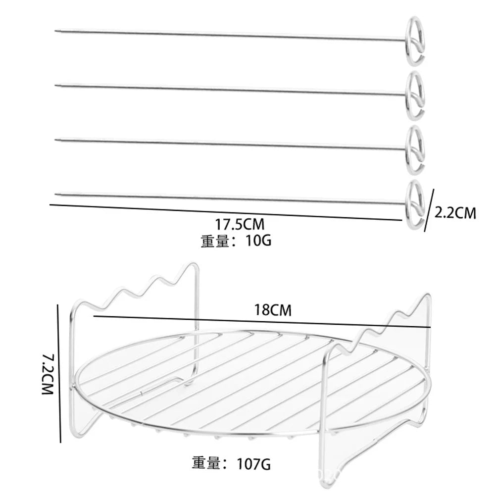 Carvallo rostfritt stålställ för luftfritös | Dubbelskikts insats & bakplåt | Tillbehör för Airfryer, BBQ & ugn | Diskmaskinssäker & rostfri Carvallo