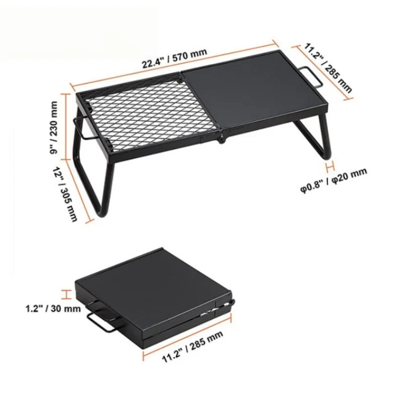 Carvallo Fold Fällbar Grillgaller | Bärbar Rostfritt Stål-Grillställning | För BBQ, Camping & Utomhus | 32 × 21 × 16 cm Carvallo
