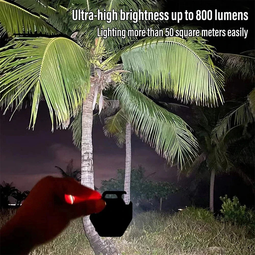 Carvallo Mini LED Campinglampa | USB-C Uppladdningsbar | COB-Arbetslampa med magnetfot | 7 Ljuslägen & IP64 Vattenskydd Carvallo