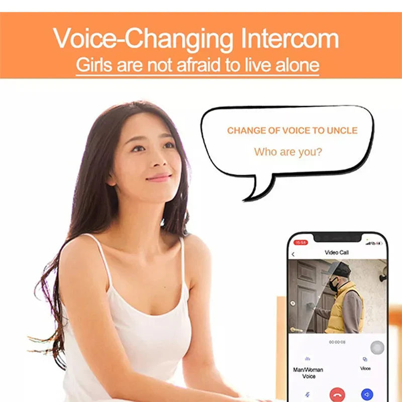 Carvallo Smart Video-Dörrtelefon | 1080P WLAN Dörrklocka med kamera & app-styrning | Nattvision | Molnlagring | 2-vägs ljud Carvallo