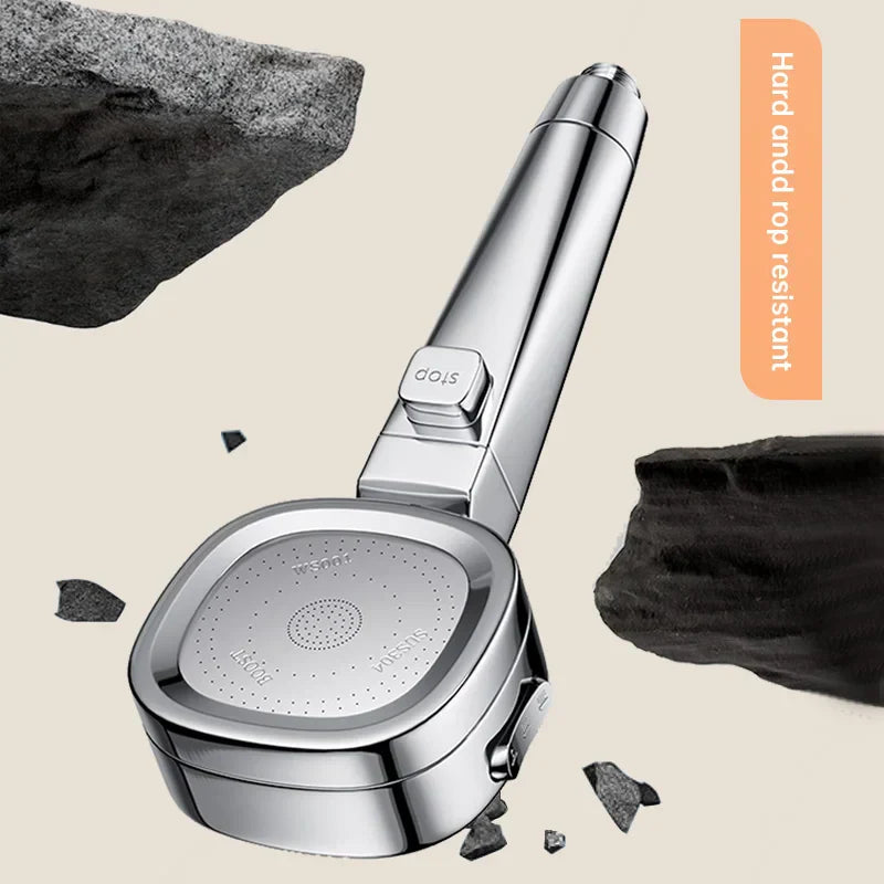 Carvallo AquaJet Flow | 3 stråltyper | Vattensparande & tryckförstärkande | Handdusch i silver Carvallo