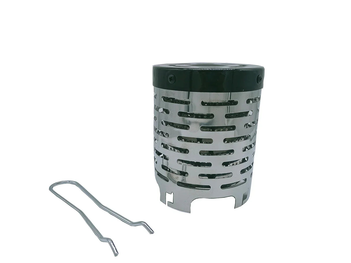 Carvallo Bärbar Mini-Gassvärmare för camping | Robust värmeskydd av rostfritt stål | Utomhussvärmarhuvud för gasolkök 14 × 12 cm Carvallo