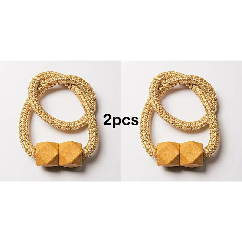 Carvallo gardinstång med magnet | 2-pack | Tjock rep-design & Stark grepp | För vardagsrum, sovrum & kök Carvallo