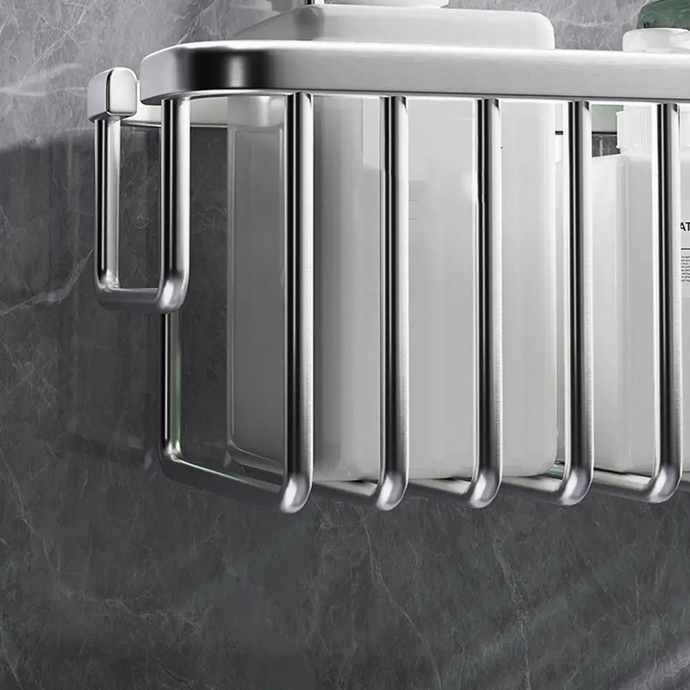 Carvallo AeroRack Hängande Duschhylla av Aluminium | Rostfri Duschhylla med Krok | Stor Kapacitet för Schampo & Badaccessoarer Carvallo