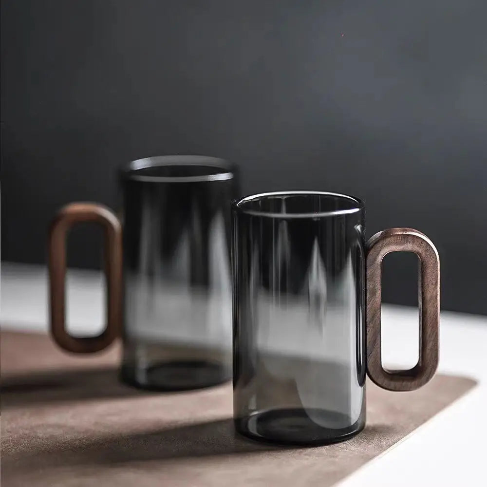 OakHaven Glas Mug – Rustik Elegans med Trähandtag Carvallo