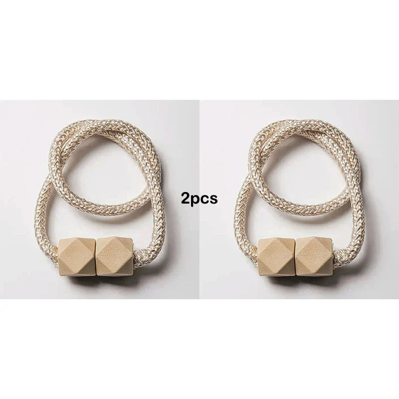 Carvallo gardinstång med magnet | 2-pack | Tjock rep-design & Stark grepp | För vardagsrum, sovrum & kök Carvallo