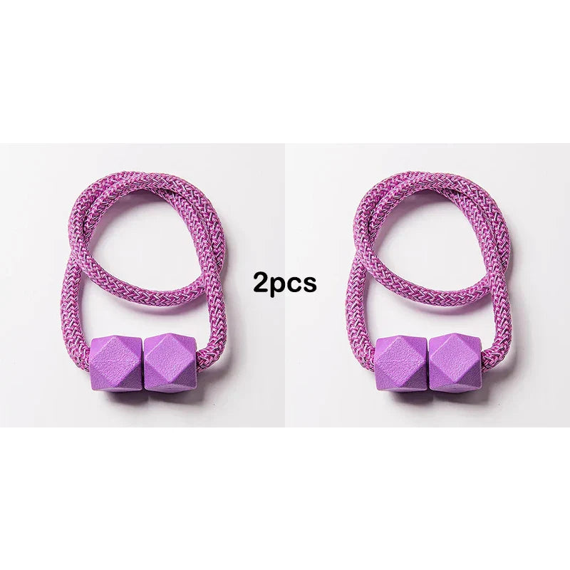 Carvallo gardinstång med magnet | 2-pack | Tjock rep-design & Stark grepp | För vardagsrum, sovrum & kök Carvallo