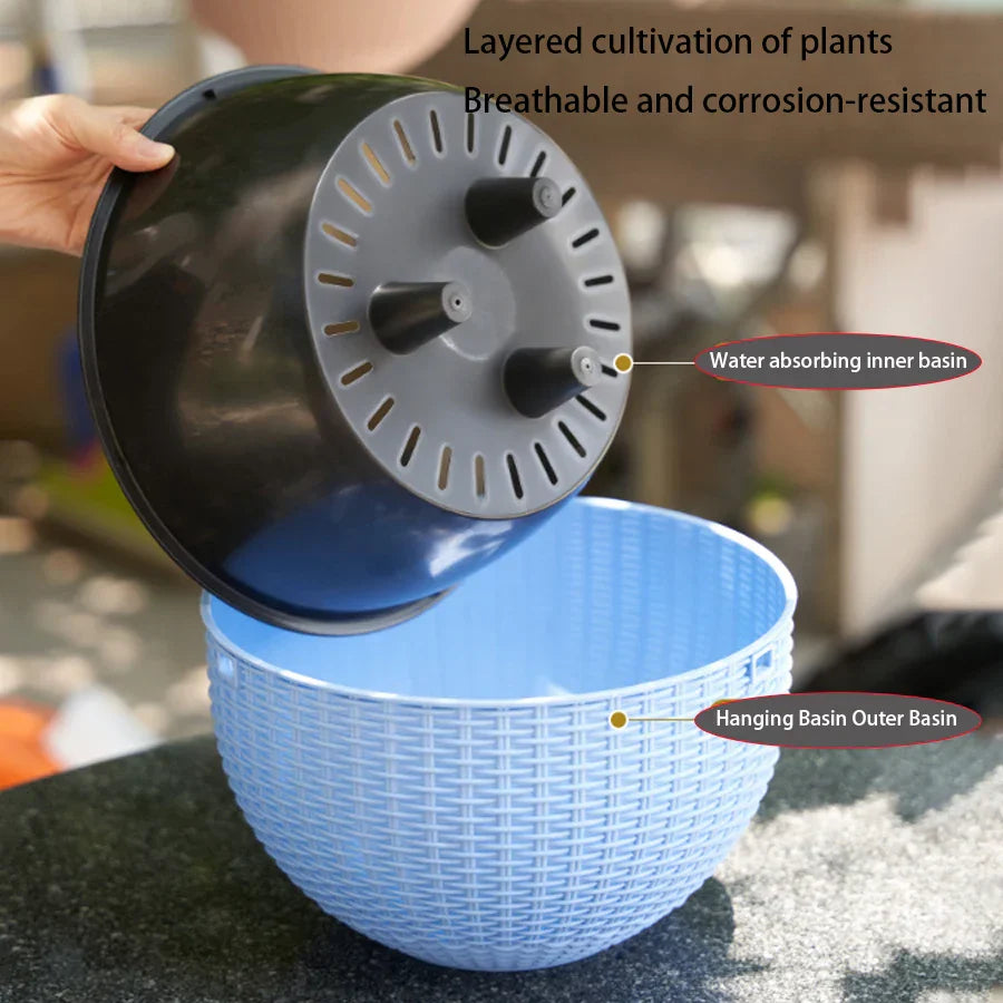 Carvallo Bloom Hängande kruka | Europeisk stil | Skalmönster & Rattanutseende | För trädgård, balkong & inomhus Carvallo