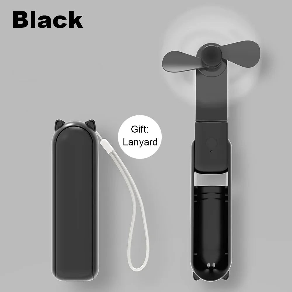 Carvallo Mini USB-fläkt | Fällbar & Återuppladdningsbar med 2000 mAh Powerbank | 3 Hastigheter – Ultraljud & Fickformat Carvallo