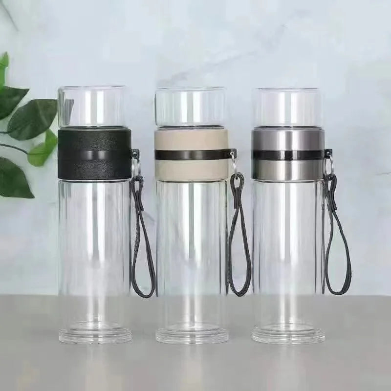 Royelux Glass Tea Infuser Bottle – 450ml Dubbelväggad Tumbler för Löst Te & K herbalte Carvallo
