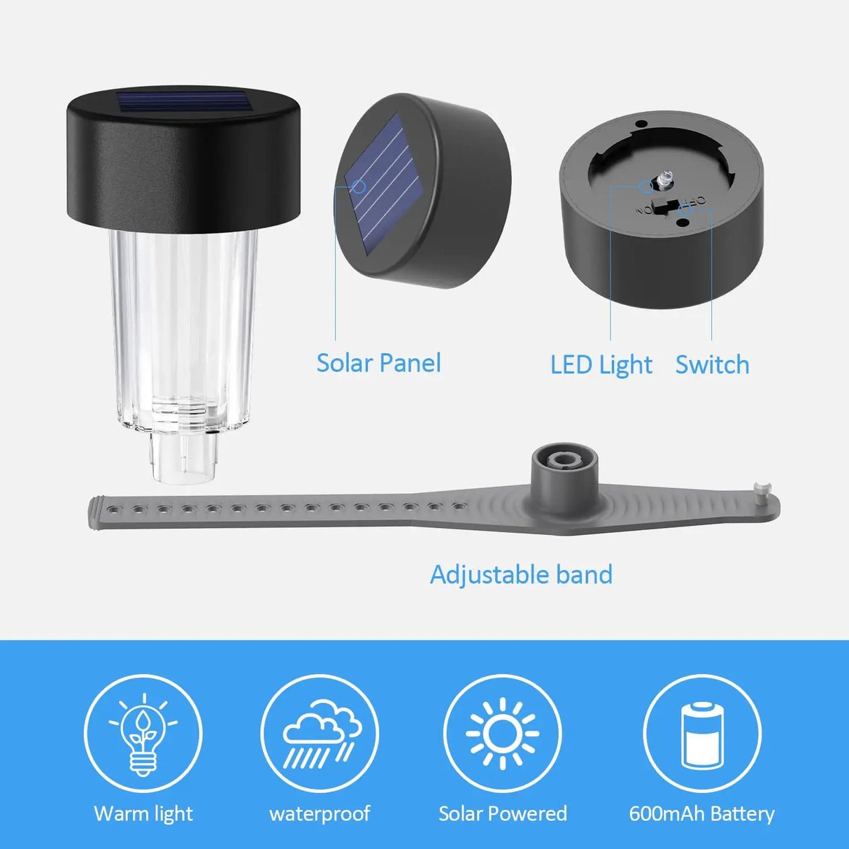 Carvallo Pool Light | Sol-LED-lampa för pool och trädgård | Miljövänlig & Säker | Enkel installation Carvallo