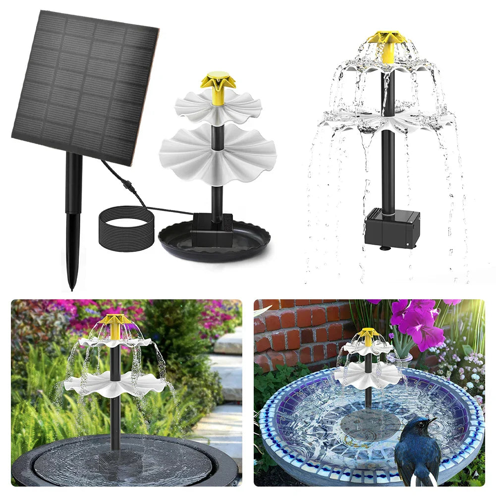 Carvallo-Vogelbrunnen TRIOCASCADE | 3-stegs | Deko-Springbrunnen med Solarpanel | För trädgård, balkong & terrass Carvallo