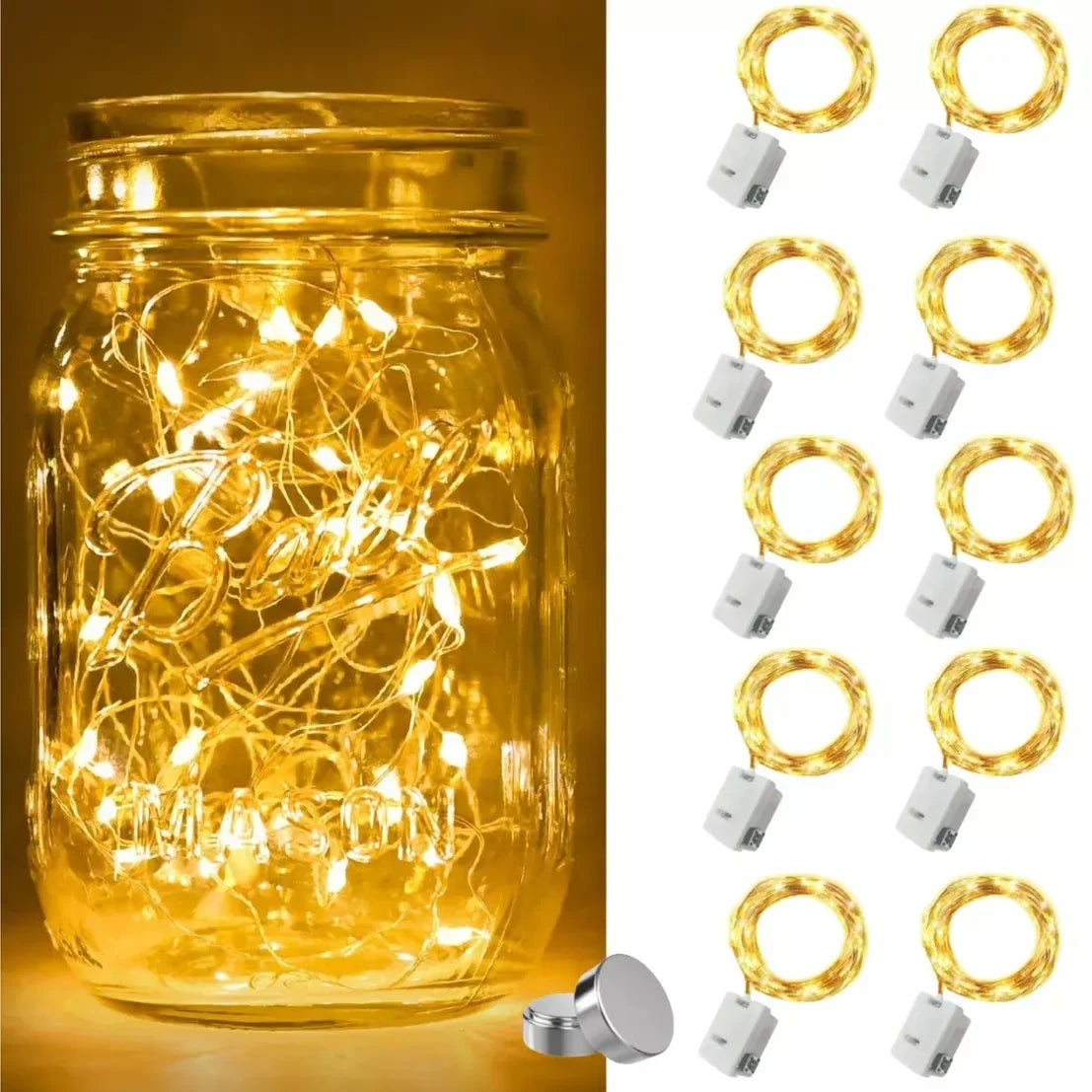 Carvallo LED-ljuslina 10-pack | Varmvit | Batteridriven & Vattentät | Flexibel silvertråd för dekoration, bröllop & fest Carvallo