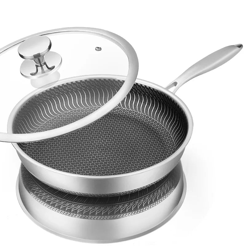 HexClad Stekpanna i Rostfritt Stål – Non-Stick Honeycomb Stekpanna för Induktion & Ugn Hemnix