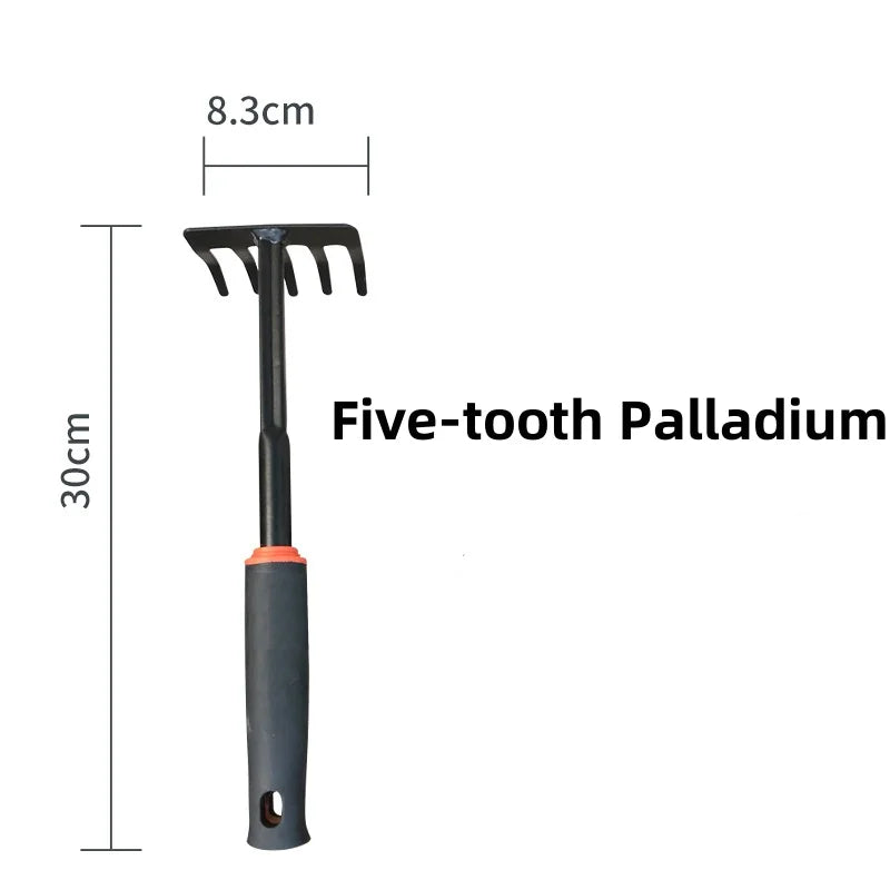 Carvallo Trädgårdsredskap 2-i-1 Hacka & Raka | Robust Kombi-verktyg med 5 tänder | Av kolstål | För rabatter och ogräsborttagning Carvallo