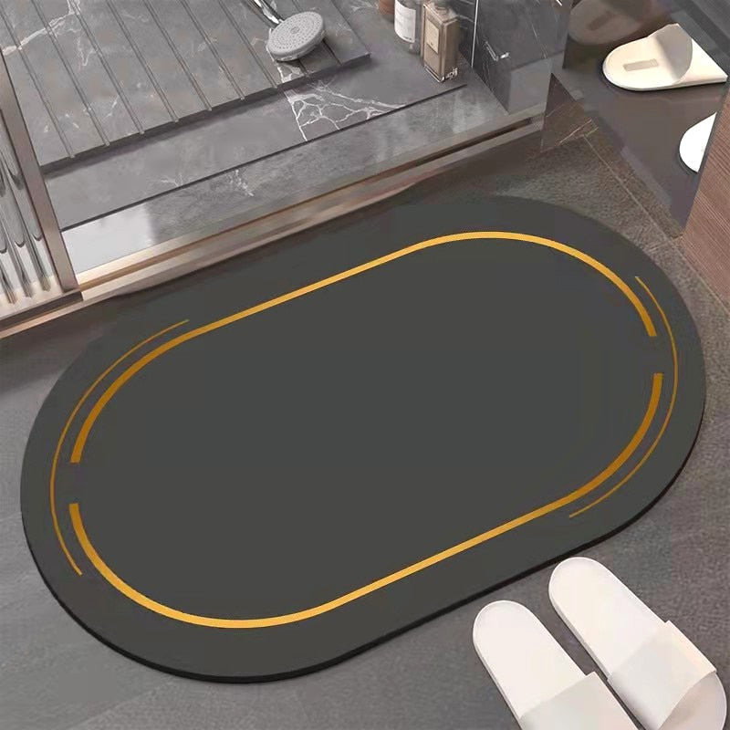 Ultraabsorberande Oval Badrumsmatta-Home-bellasverige-Svart guld-40X60CM-Hemnix