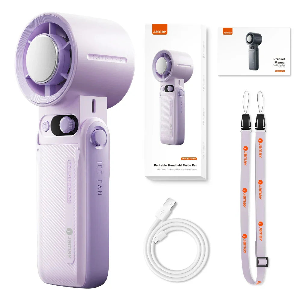 Carvallo 3-i-1 Bärbar Fläkt F5PRO | Hängande, Bord- & Handfläkt | 38000 mAh Batteri | LED-display & Omedelbar kylning Carvallo