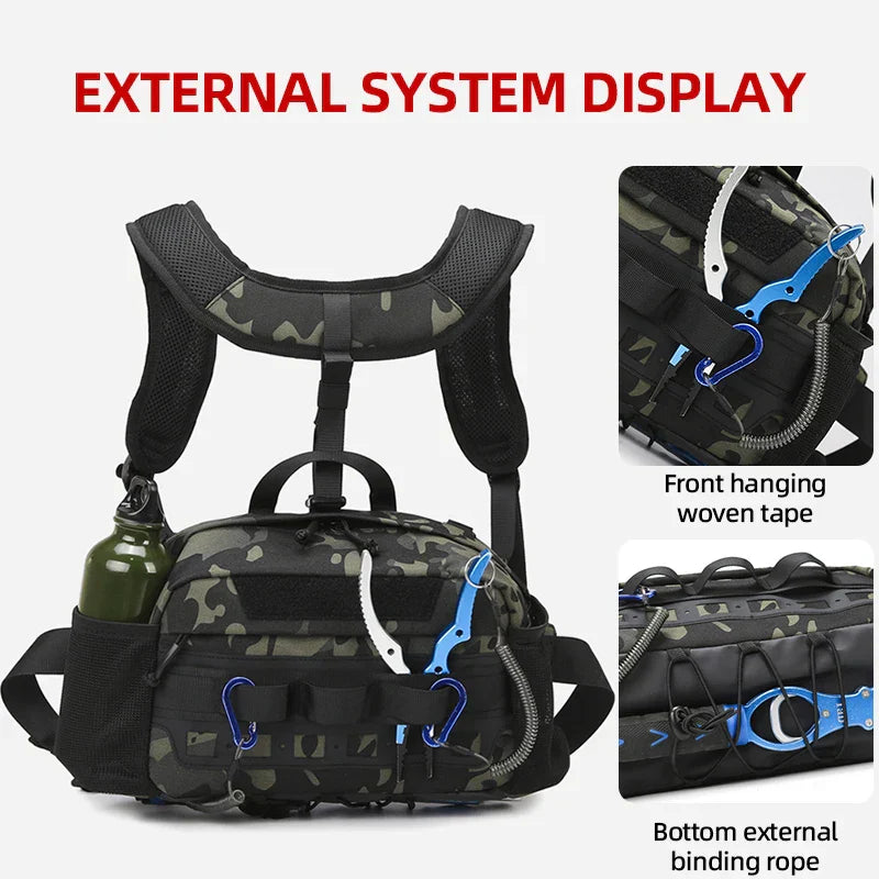 Carvallo Outdoor-Höftväska GearFlex Pro | 30 × 11 × 17 cm | Molle-system, flertalet fickor & bärkomfort | För fiske, vandring & camping Carvallo