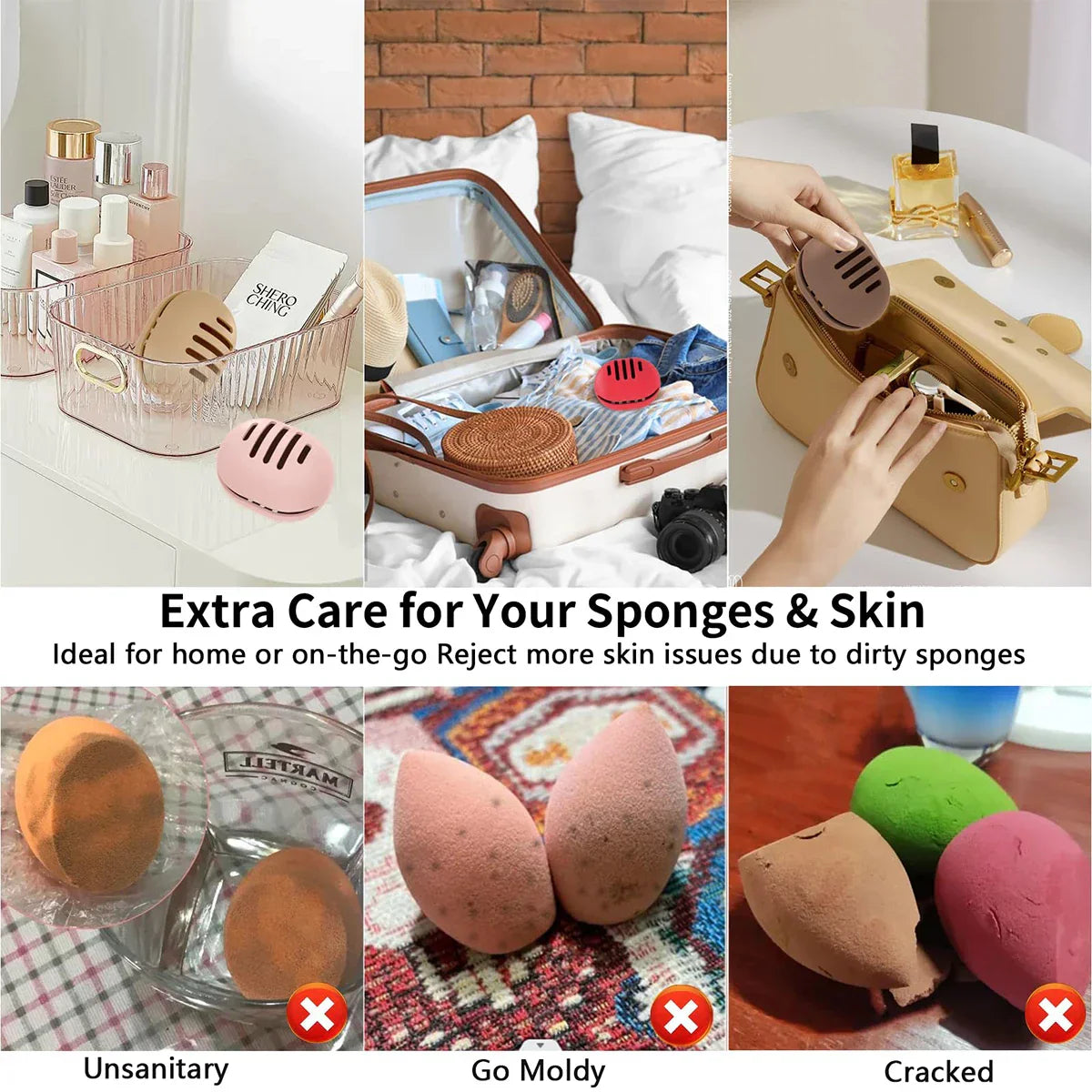 Carvallo- förvaringsbox PuffaPod | Ventilerad Beautyblender-behållare | Återanvändbar & reseanpassad | Flexibel & hygienisk Carvallo