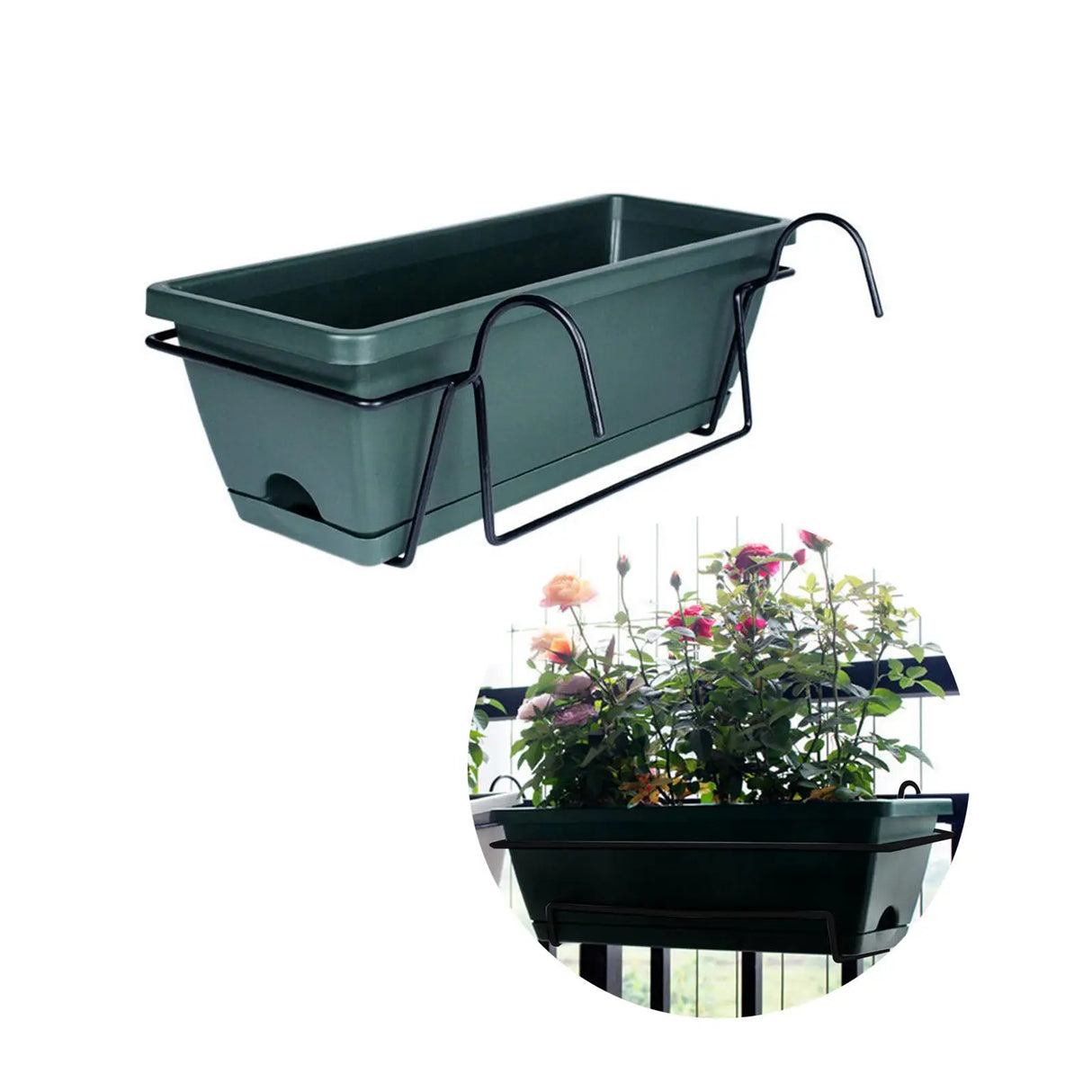 Carvallo planter box | For balcony railing | With drainage tray & suspension | Robust & weatherproof Carvallo