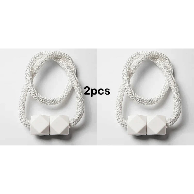 Carvallo gardinstång med magnet | 2-pack | Tjock rep-design & Stark grepp | För vardagsrum, sovrum & kök Carvallo