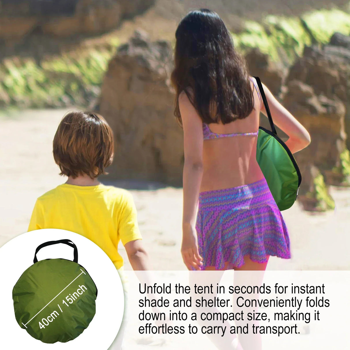 Carvallo Pop-Up Strandtält | UV-skydd & Vattentät | Automatisk uppsättning | Lätt & Bärbar för Camping & Utomhus Carvallo